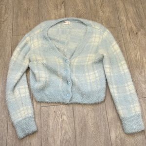 BABY BLUE PLAID CARDIGAN
